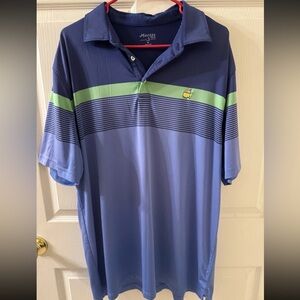Masters Navy, Light Blue & Green Striped Performance Polo